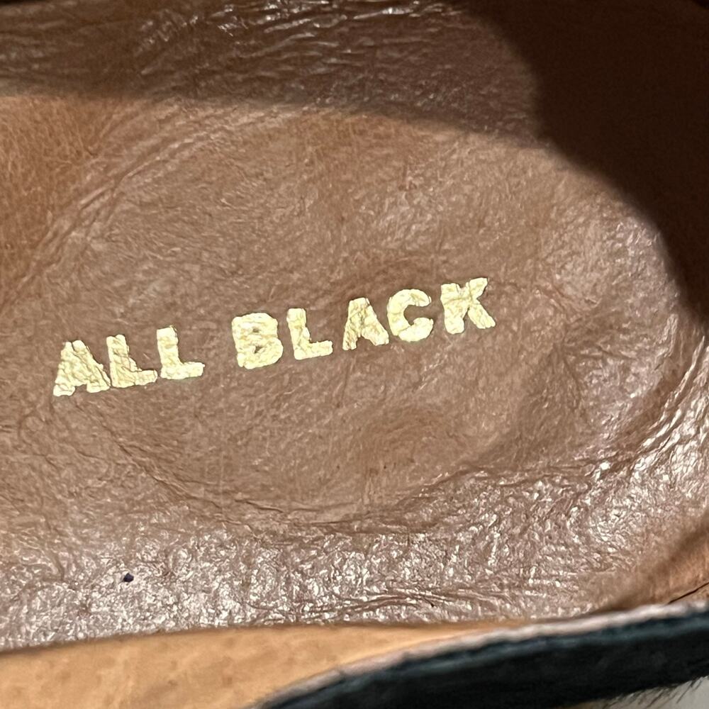 All Black Oxford Shoes Women US 9 EU 39.5 Black Calf Hair Patent Leather Cap Toe - Picture 11 of 13